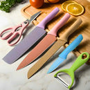 Conjunto de Facas 6 Peças Inox Colorido – Corte Preciso com Estilo e Durabilidade