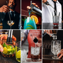 Kit Coqueteleira Profissional em Aço Inox com Suporte em Bambu